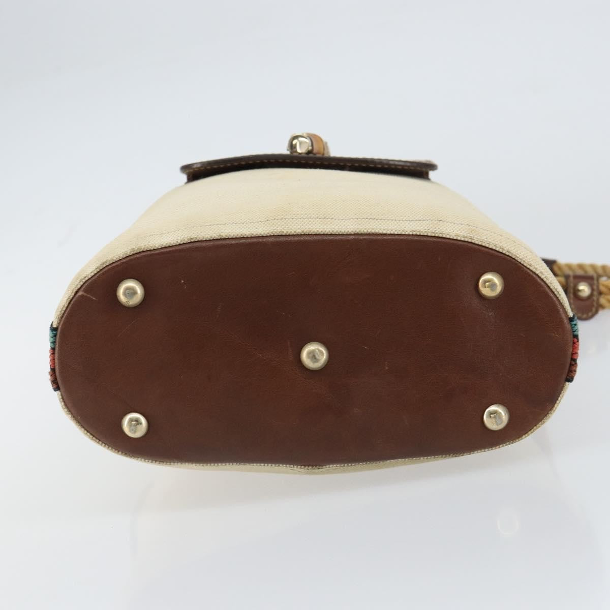 Gucci Vintage Bamboo Shoulder Bag Canvas, BEIGE, CANVAS, Shoulder bag
