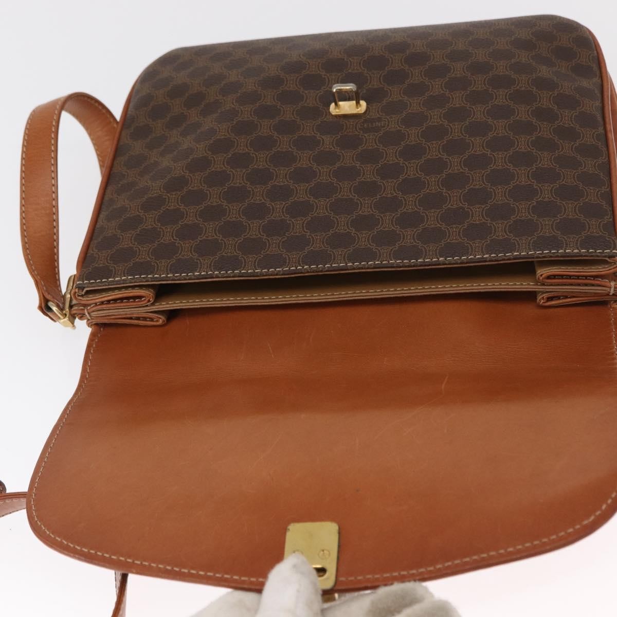 Celine Vintage Macadam Shoulder Bag Canvas, BROWN, CANVAS, Shoulder bag