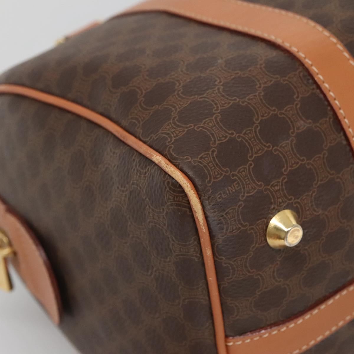 Celine Macadam Handbag Macadam with leather, BROWN, CANVAS, Handbag