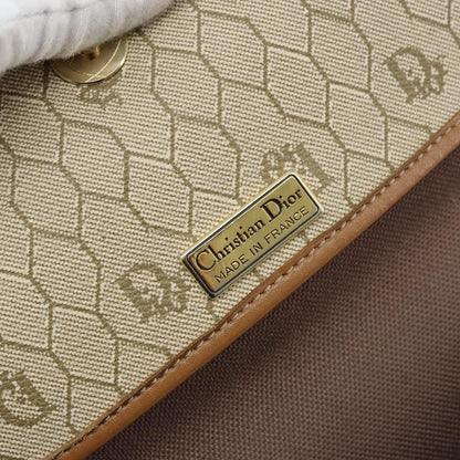 Christian Dior Vintage Honeycomb Shoulder Bag Canvas and Leather, BEIGE, CANVAS, Shoulder bag