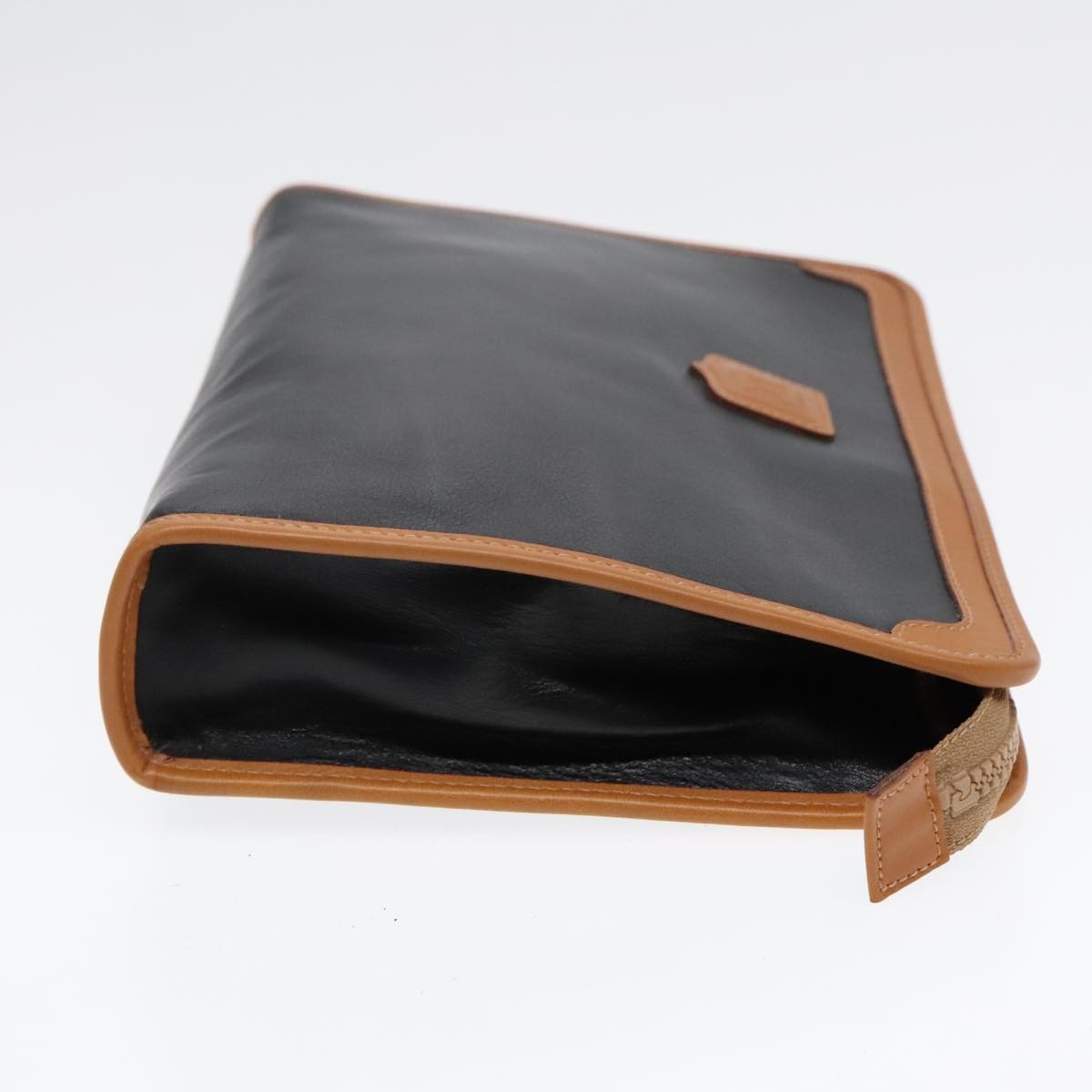 Celine Logo Triomphe Pouch Leather, BLACK, LEATHER, Clutche & pouche