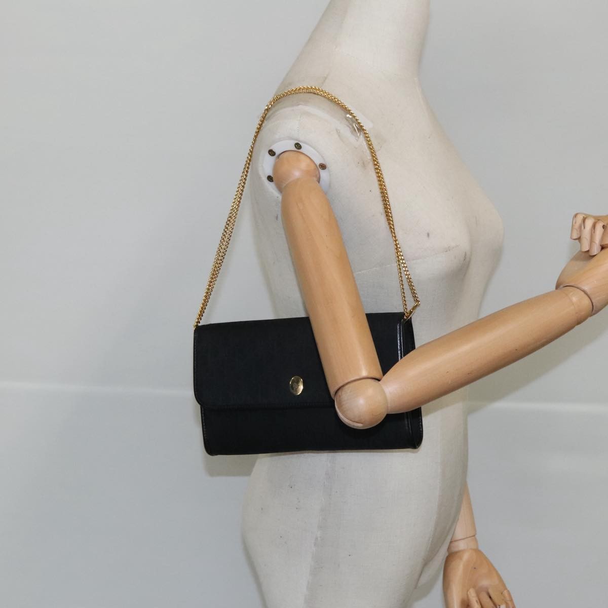 Christian Dior Vintage Trotter Crossbody Bag Canvas, BLACK, CANVAS, Shoulder bag