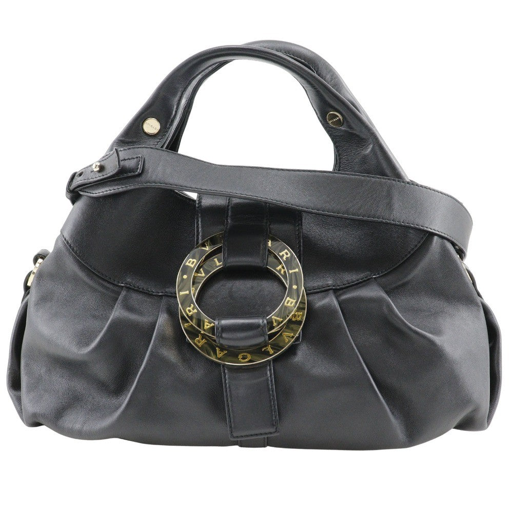 Bvlgari Chandra Hobo Leather, Black, Leather, Handbag