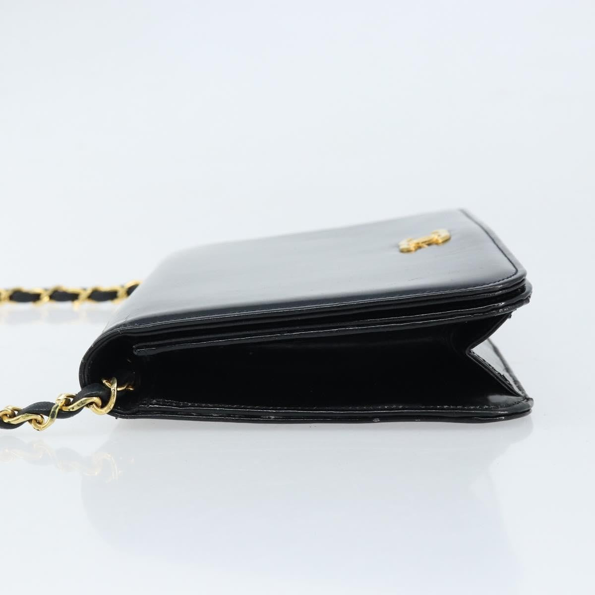 Chanel Wallet on Chain Quilted Patent, Black, Patent Leather, Shoulder Bag