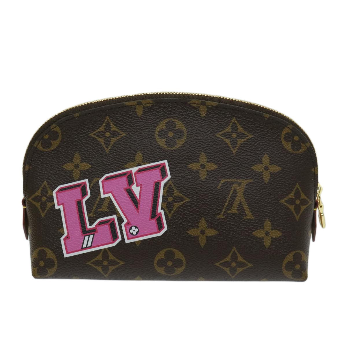 Louis Vuitton Cosmetic Pouch Limited Edition Patches Monogram Canvas, BROWN, CANVAS, Toiletry Case