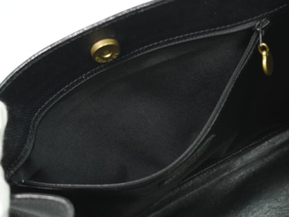 Chanel Vintage Logo Tote Leather, BLACK, LEATHER, Tote bag
