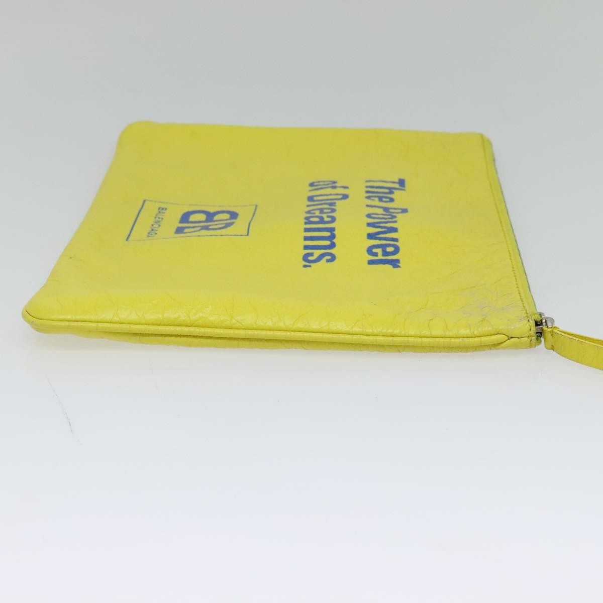 Balenciaga Supermarket Pouch Leather, YELLOW, LEATHER, Clutche & pouche