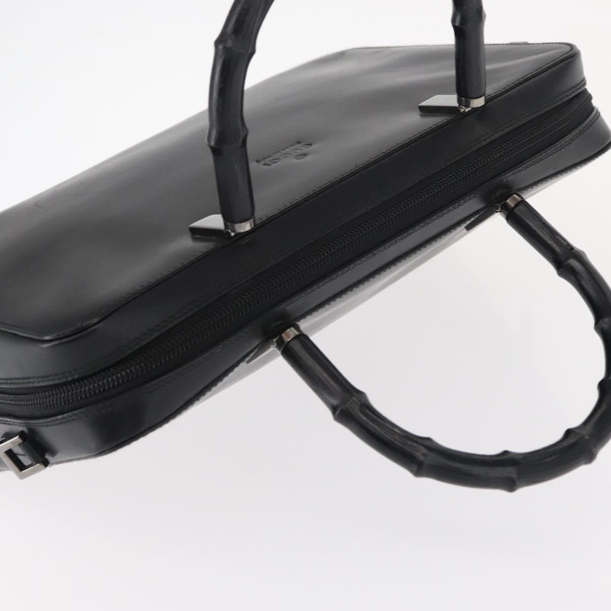 Gucci Vintage Bamboo Handle Bag Leather, BLACK, LEATHER, Handbag