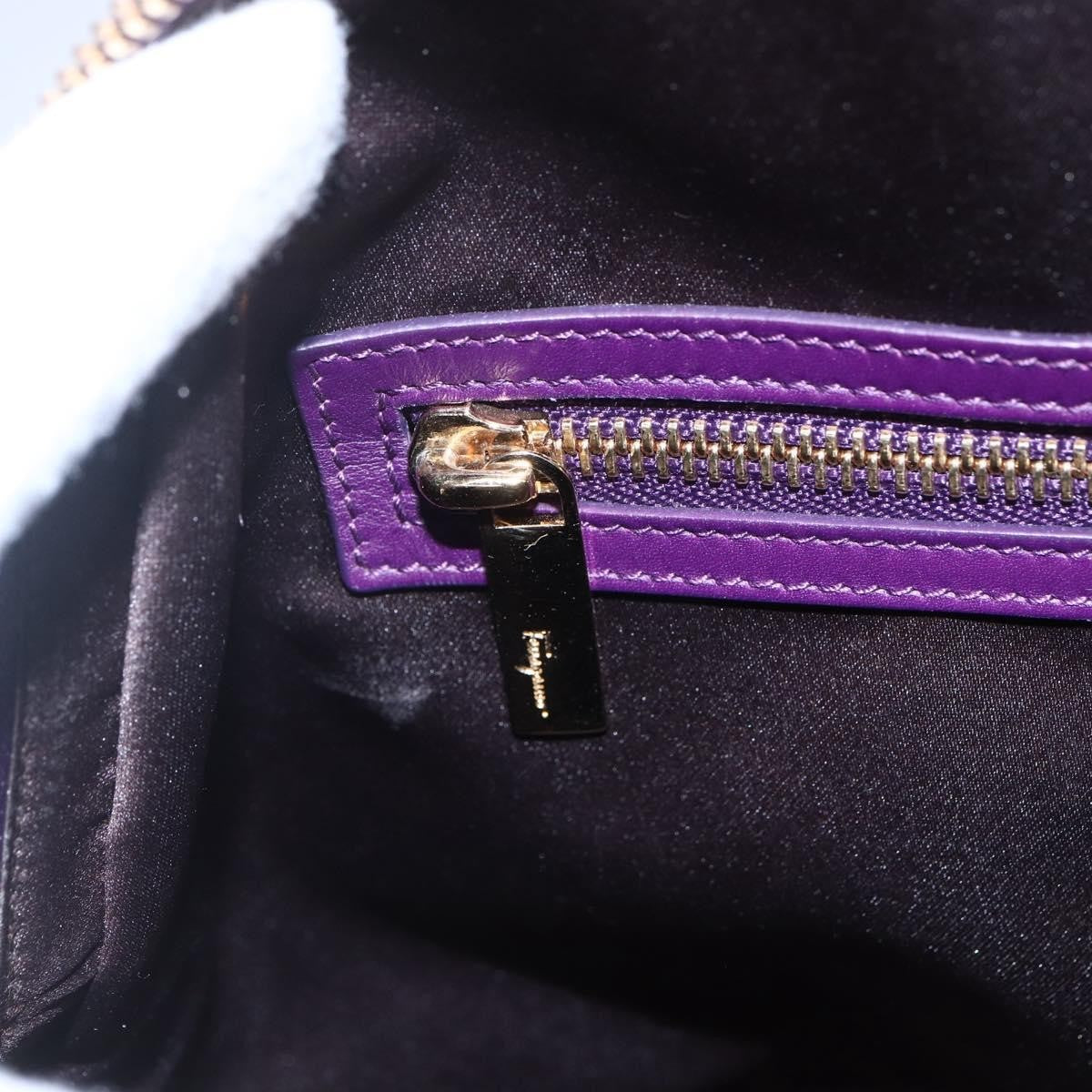 Salvatore Ferragamo Vintage Fiamma Satchel Leather, PURPLE, LEATHER, Handbag