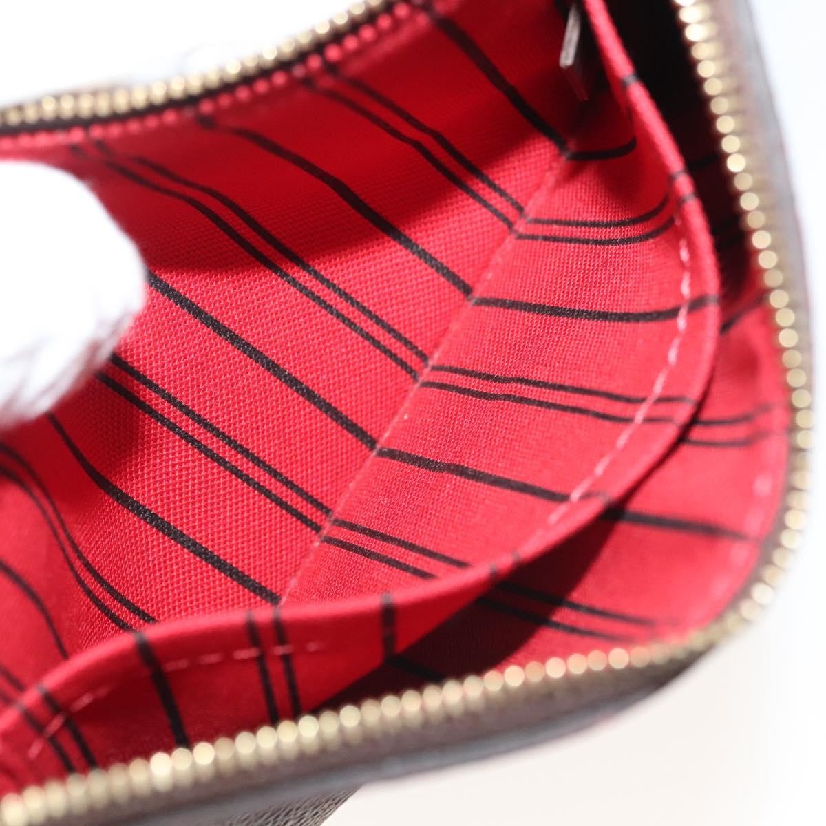 Louis Vuitton Neverfull Pochette Damier, BROWN, CANVAS, Tote bag