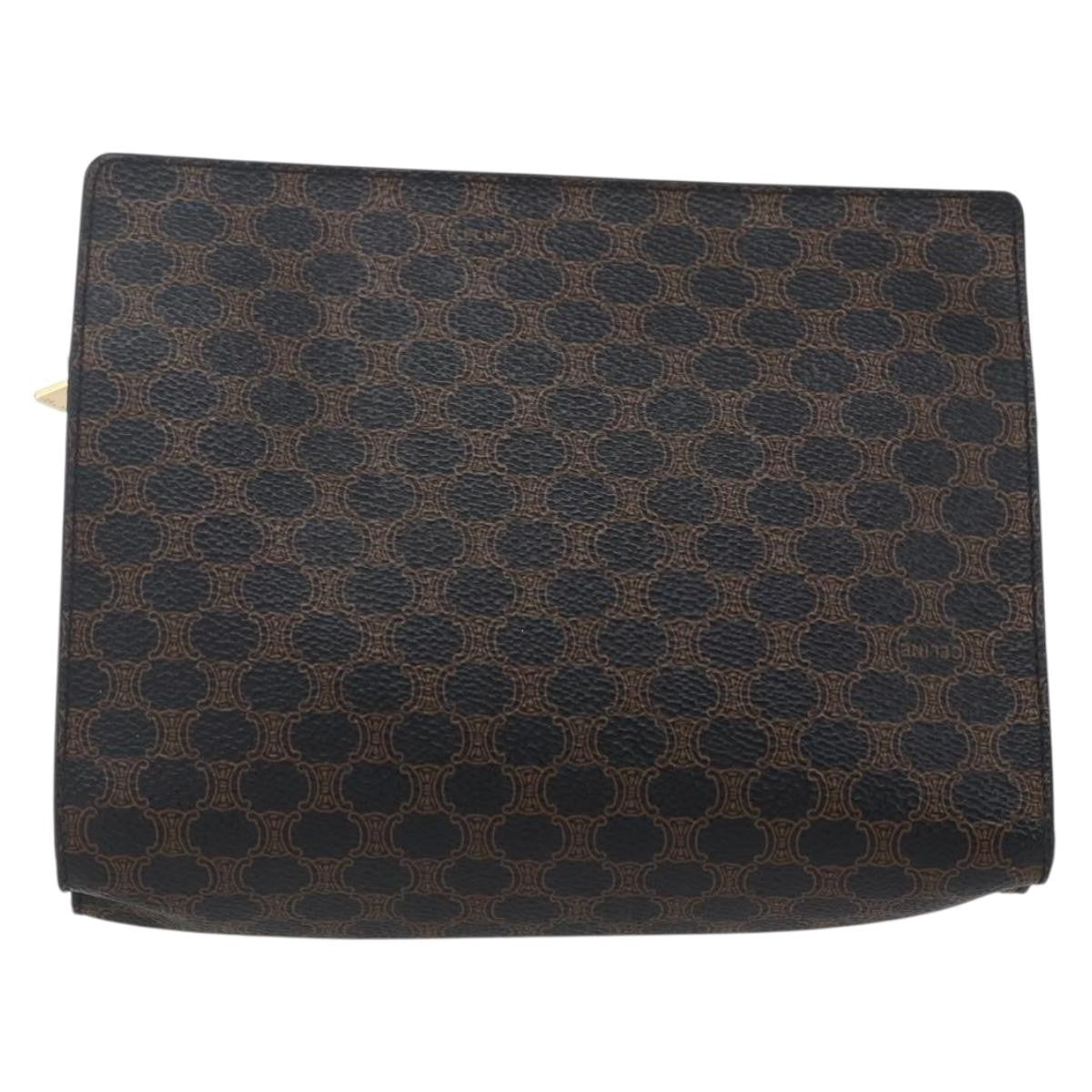 Celine Vintage Macadam Shoulder Bag Canvas, BLACK, CANVAS, Shoulder bag