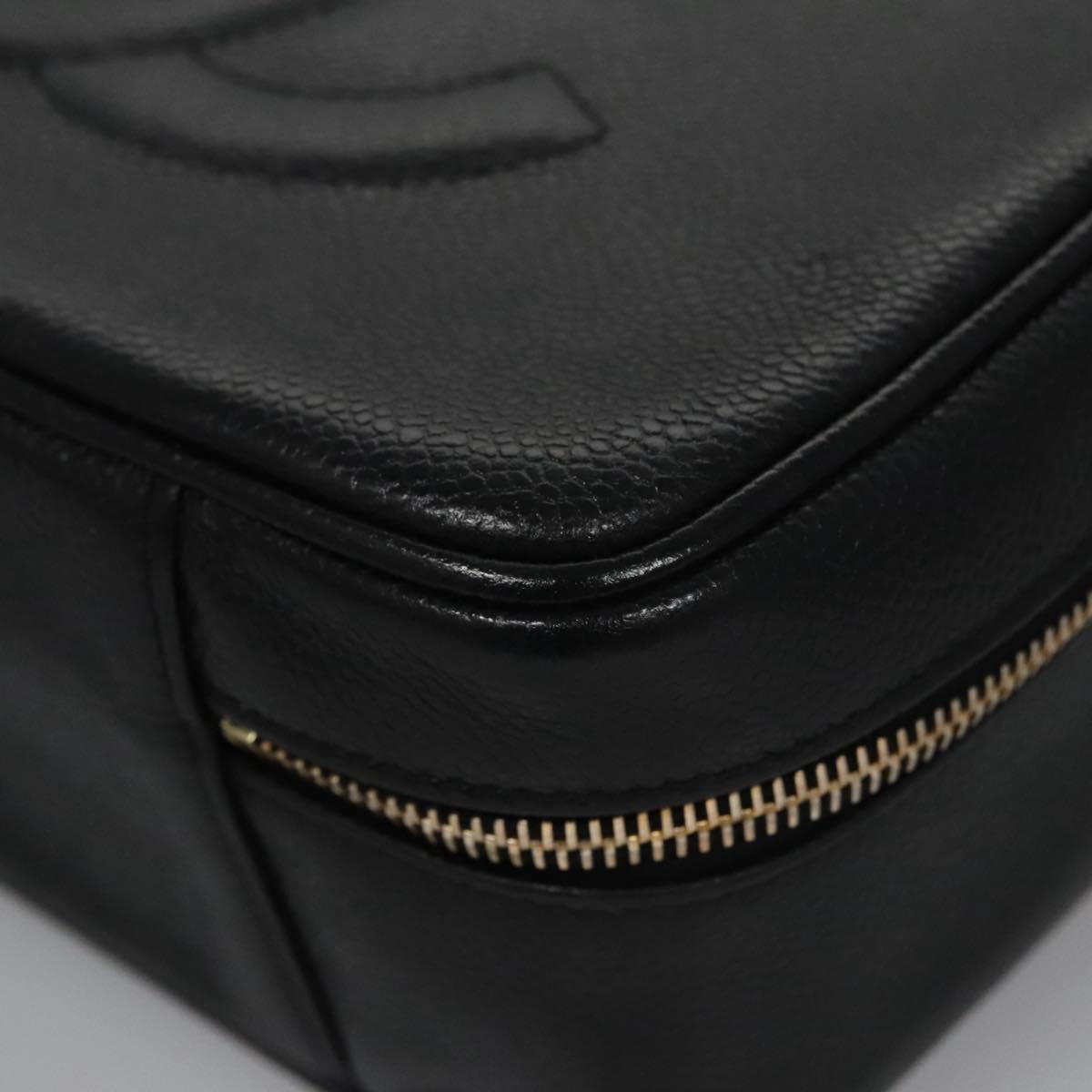 Chanel Vintage Timeless Zip Around Vanity Case Caviar, BLACK, LEATHER, Toiletry Case