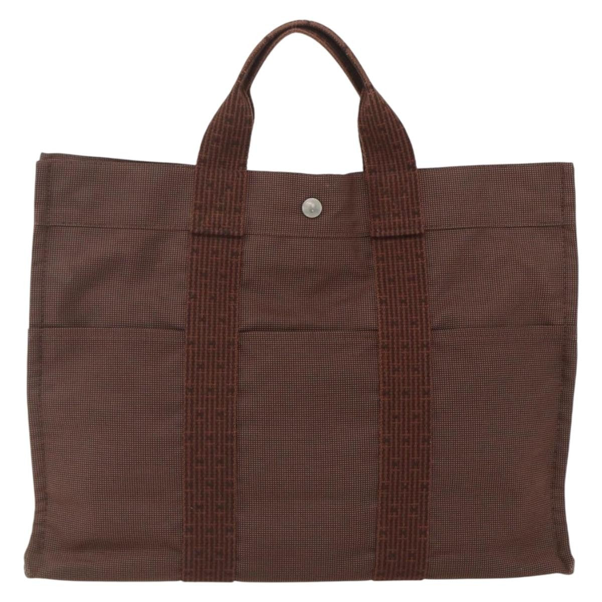 Hermes Fourre-tout Herline Canvas, BROWN, CANVAS, Tote bag