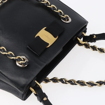 Salvatore Ferragamo Vala Shoulder Bag Leather, BLACK, LEATHER, Shoulder bag