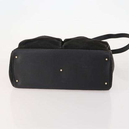 Gucci Vintage Diana Bamboo Top Handle Tote Ostrich, Black, Suede, Tote Bag