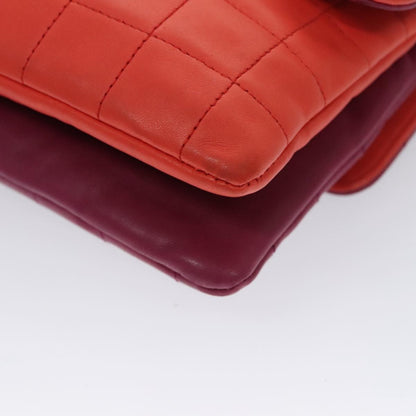 Chanel Vintage Chocolate Bar Double Side Flap Shoulder Bag Quilted Lambskin, PURPLE, LEATHER, Shoulder bag