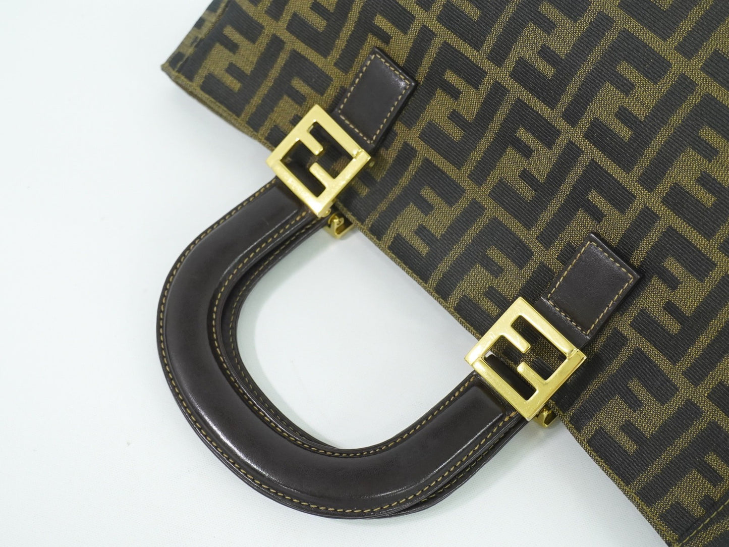 Fendi Vintage Zucca Handbag Zucca, BROWN, CANVAS, Handbag