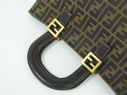 Fendi Vintage Zucca Handbag Zucca, BROWN, CANVAS, Handbag