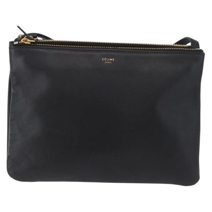Celine Trio Crossbody Bag Leather, Black, Leather, Shoulder Bag