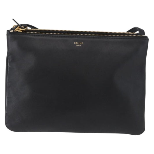 Celine Trio Crossbody Bag Leather, Black, Leather, Shoulder Bag