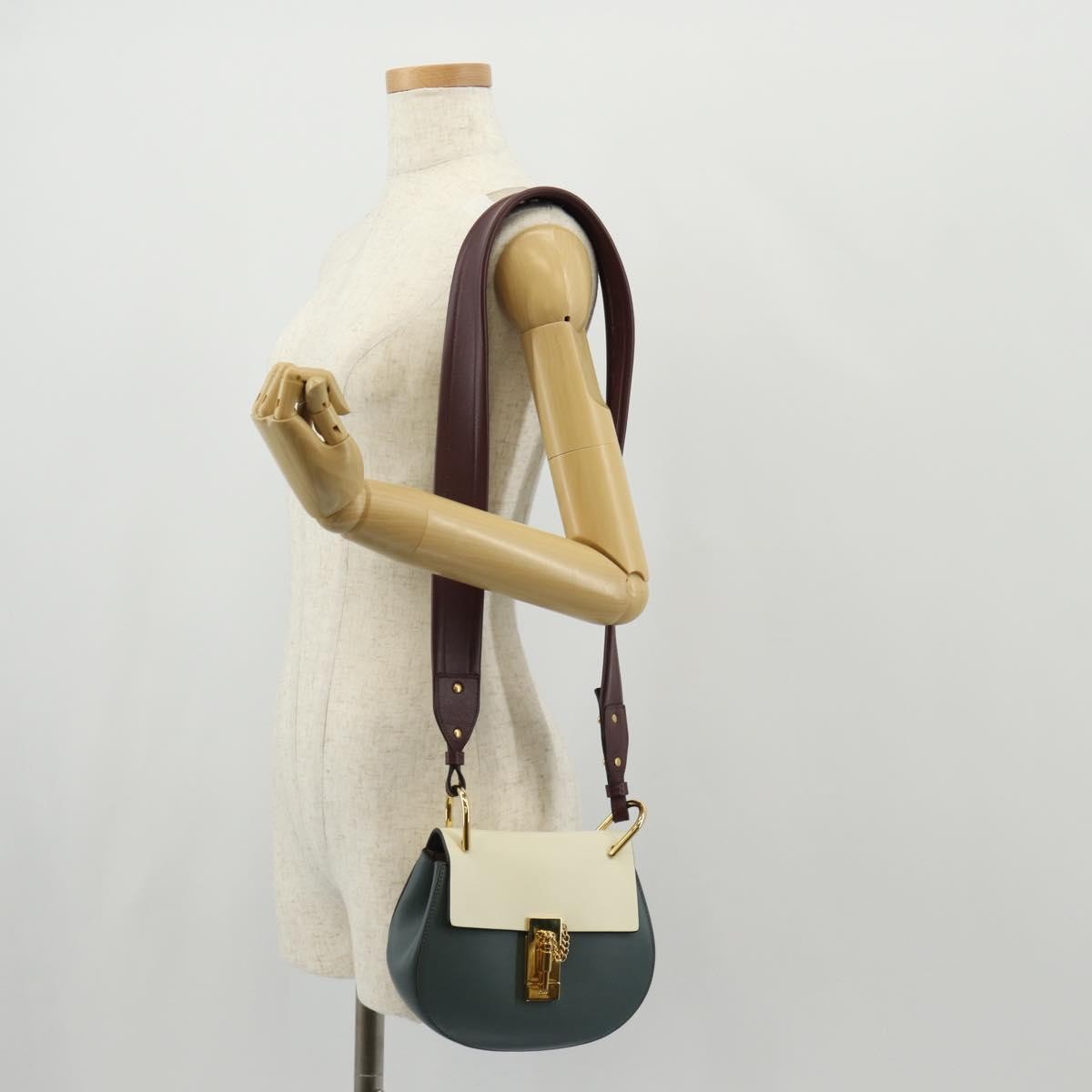 Chloe Drew Shoulder Bag Leather, BLUE, LEATHER, Shoulder bag