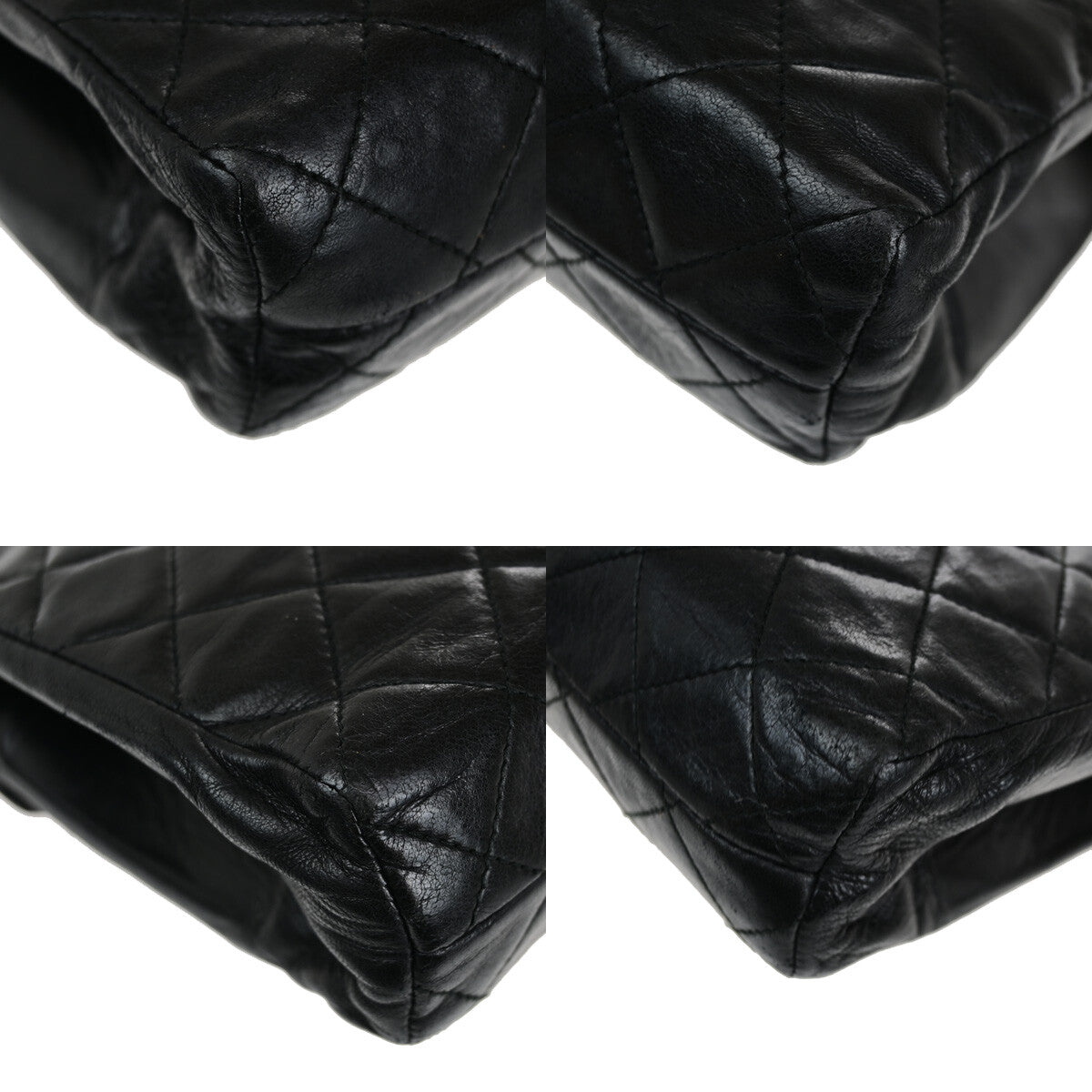 Chanel Vintage Envelope Flap Bag Quilted Lambskin, BLACK, LEATHER, Shoulder bag