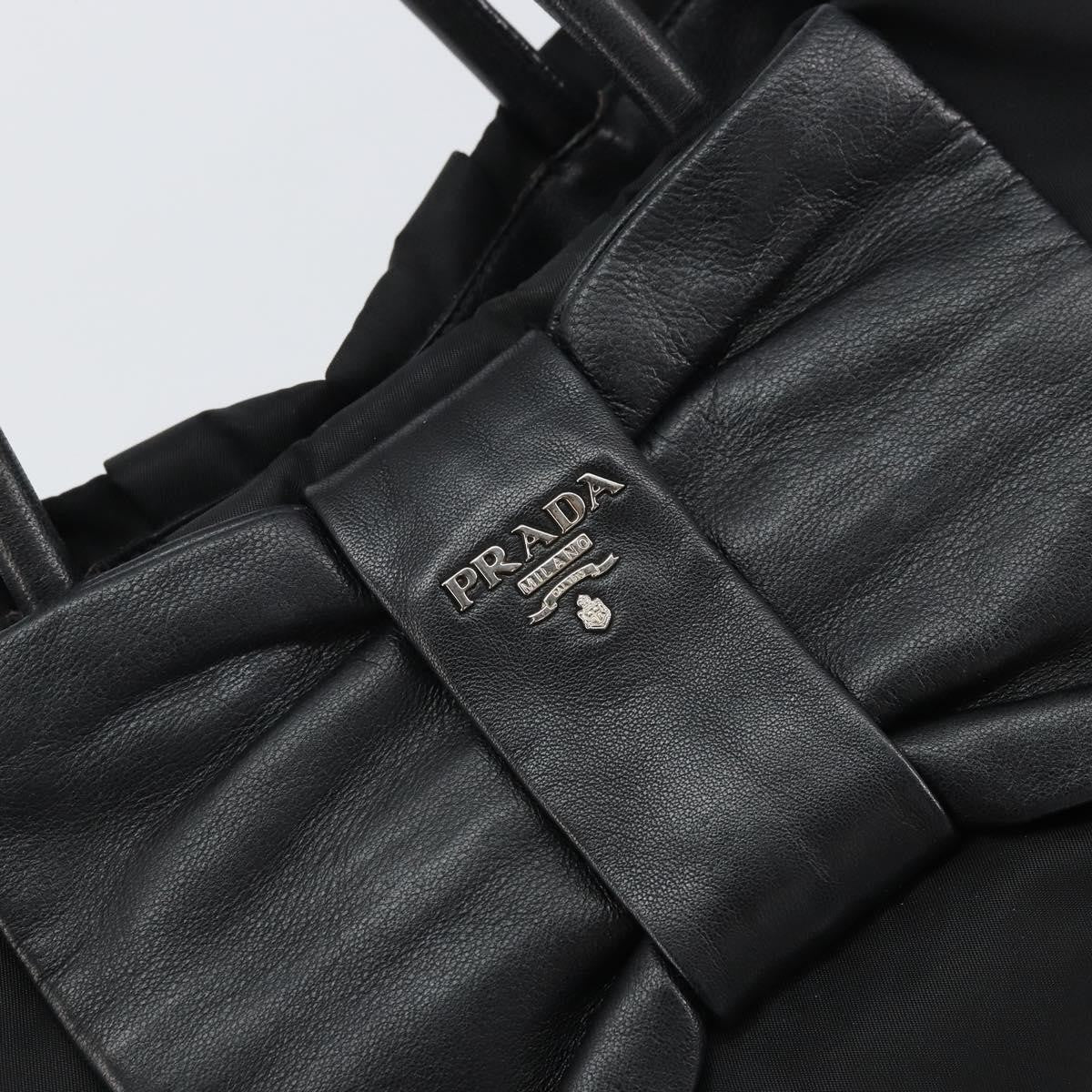 Prada Bow Tote Tessuto with Leather, Black, Nylon, Tote Bag