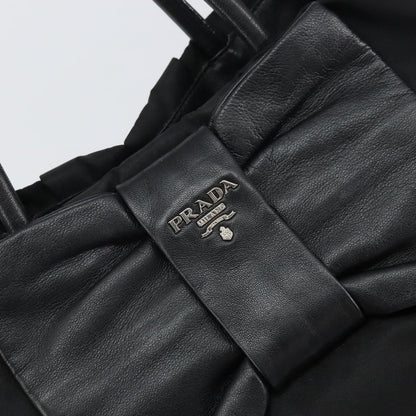 Prada Bow Tote Tessuto with Leather, Black, Nylon, Tote Bag