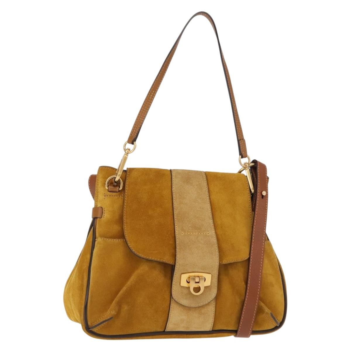 Chloe Lexa Crossbody Bag Suede, GOLD, SUEDE, Shoulder bag