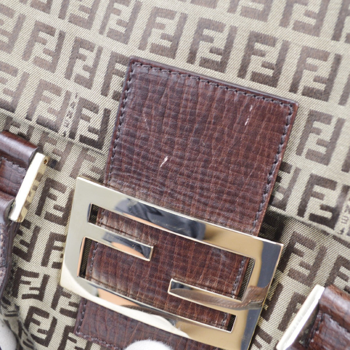 Fendi Vintage Flap Satchel Zucchino Canvas, BROWN, CANVAS, Handbag