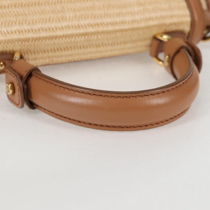 Salvatore Ferragamo Sofia Satchel Raffia with Leather, BEIGE, WOOD, Handbag