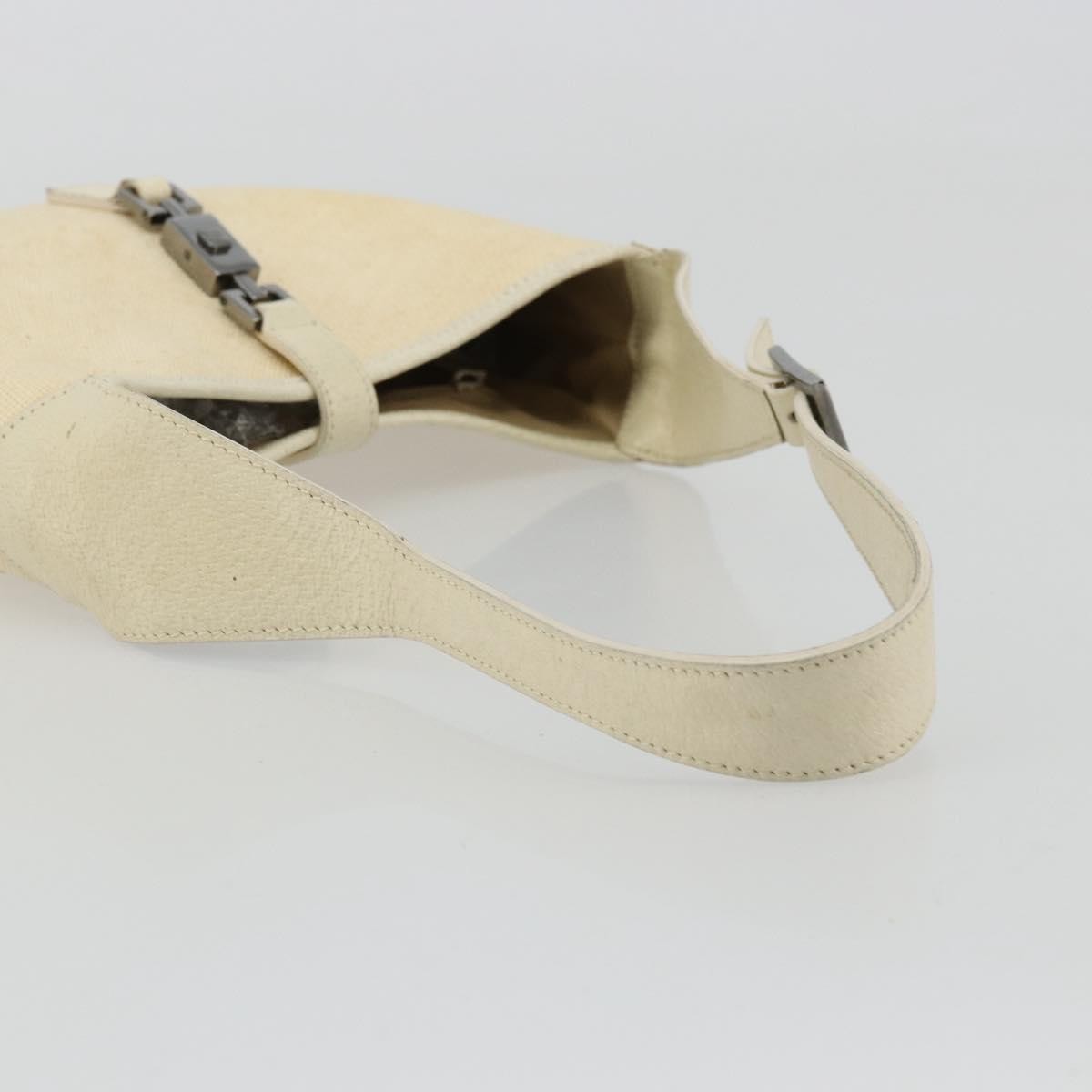 Gucci Vintage Jackie Shoulder Bag Canvas and Leather, Beige, Canvas, Handbag