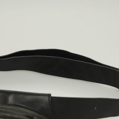 Bottega Veneta Utility Waist Bag Leather with Intrecciato, BLACK, LEATHER, Travel bag