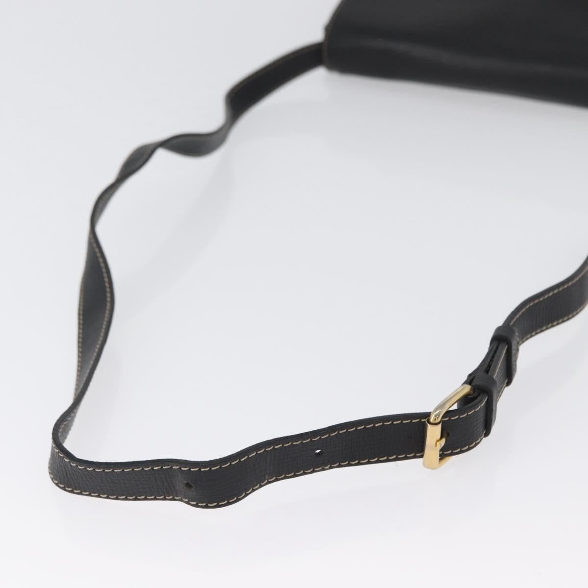 Celine Circle Logo Shoulder Bag Leather, BLACK, LEATHER, Shoulder bag