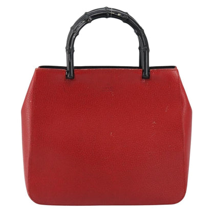 Gucci Vintage Bamboo Handle Bag Leather, RED, LEATHER, Handbag