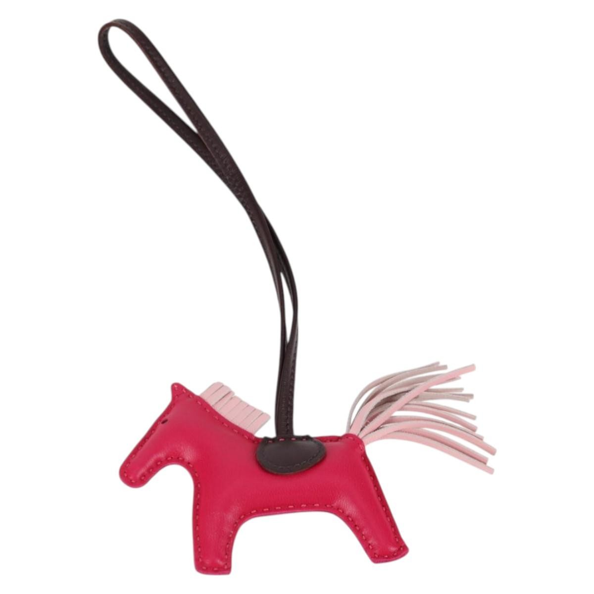 Hermes Pegase Rodeo Bag Charm Leather, PINK, LEATHER, Charms and Keychains