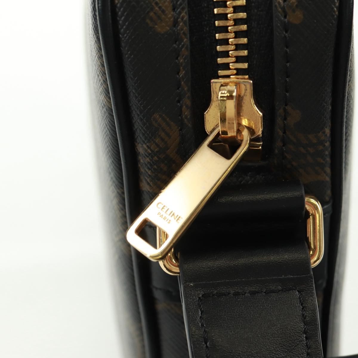 Celine Logo Messenger Bag Triomphe Coated Canvas, Black, PVC, Shoulder Bag