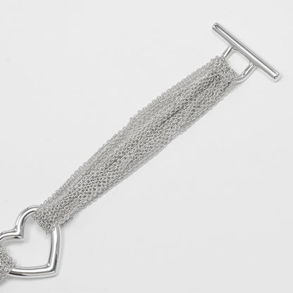 Tiffany & Co. Multistrand Mesh Heart Toggle Bracelet Sterling Silver, SILVER, SILVER, Bracelet