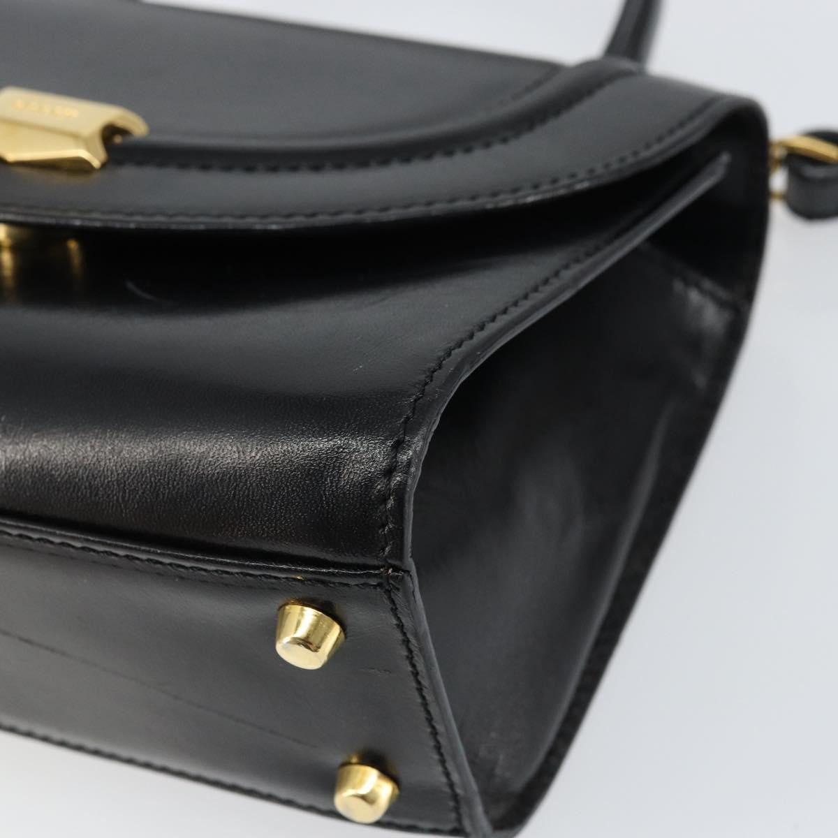 Bally Vintage Handbag Leather, Black, Leather, Handbag