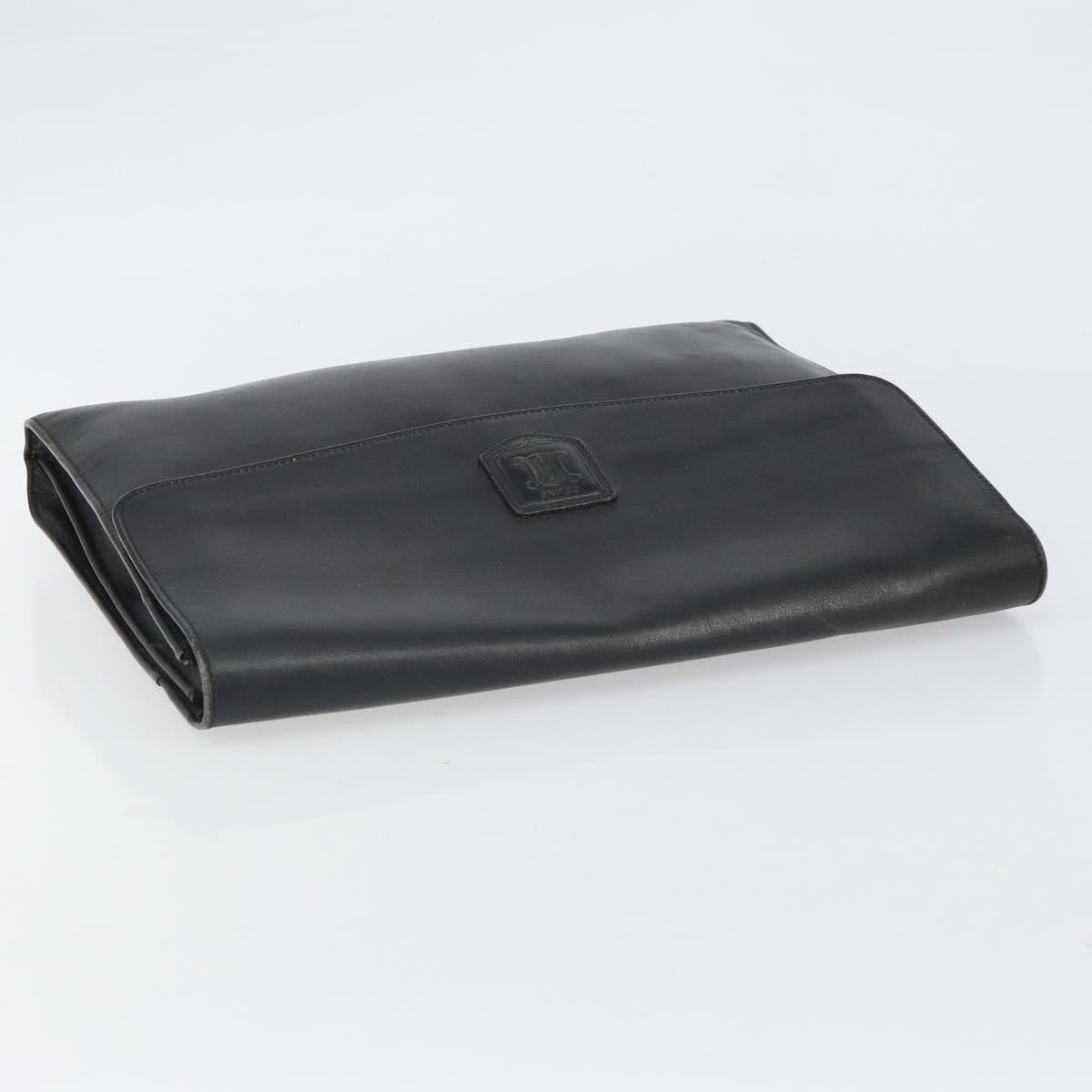 Celine Clutch Bag Leather, BLACK, LEATHER, Clutche & pouche