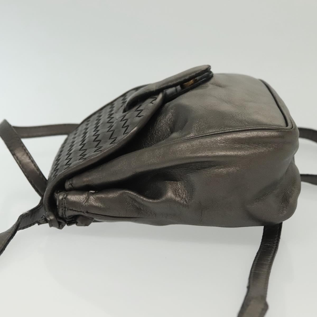Bottega Veneta Intrecciato Backpack Patent Leather, METALLIC, LEATHER, Backpack