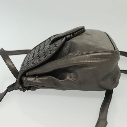 Bottega Veneta Intrecciato Backpack Patent Leather, METALLIC, LEATHER, Backpack