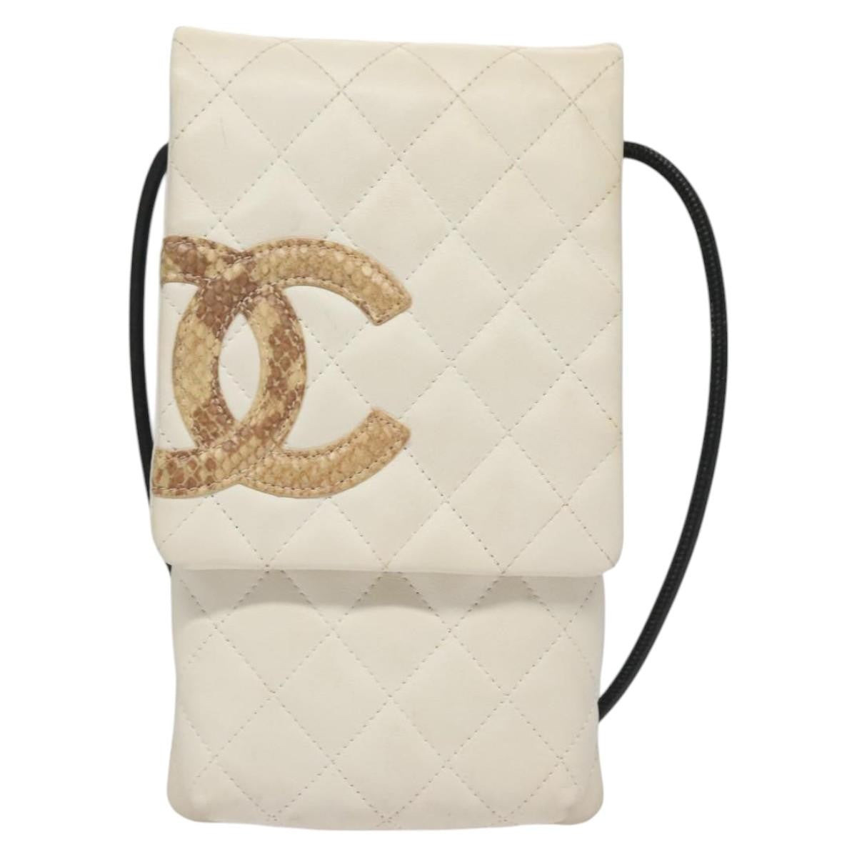 Chanel Cambon Crossbody Bag Quilted Leather, WHITE, LEATHER, Shoulder bag
