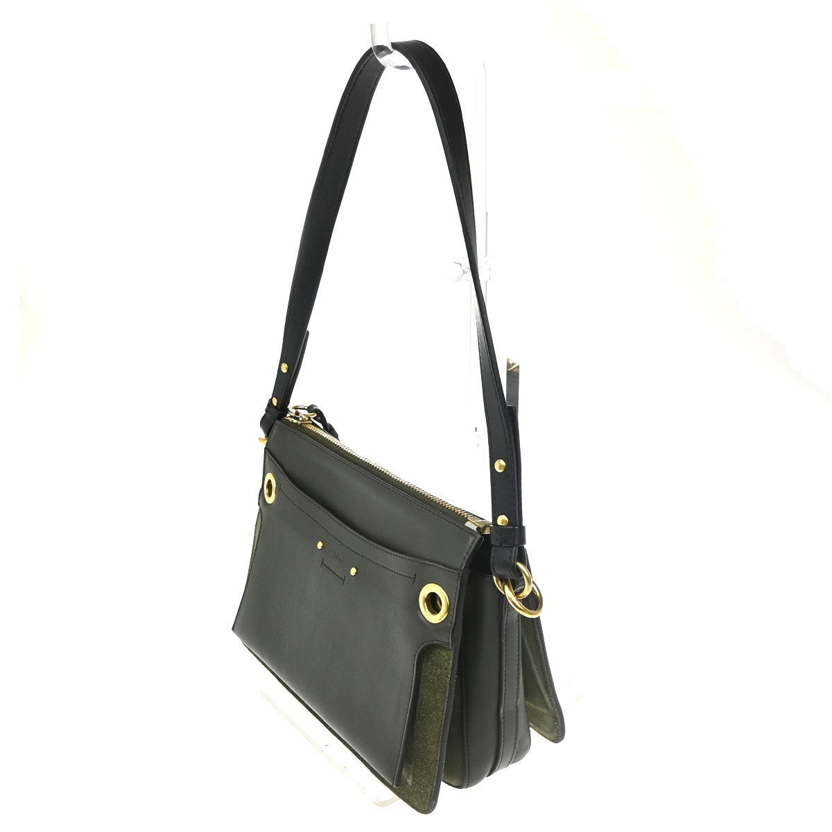 Chloe Roy Shoulder Bag Leather, Black, Suede, Shoulder Bag