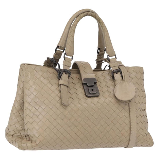 Bottega Veneta Roma Bag Intrecciato Nappa, Gray, Leather, Handbag
