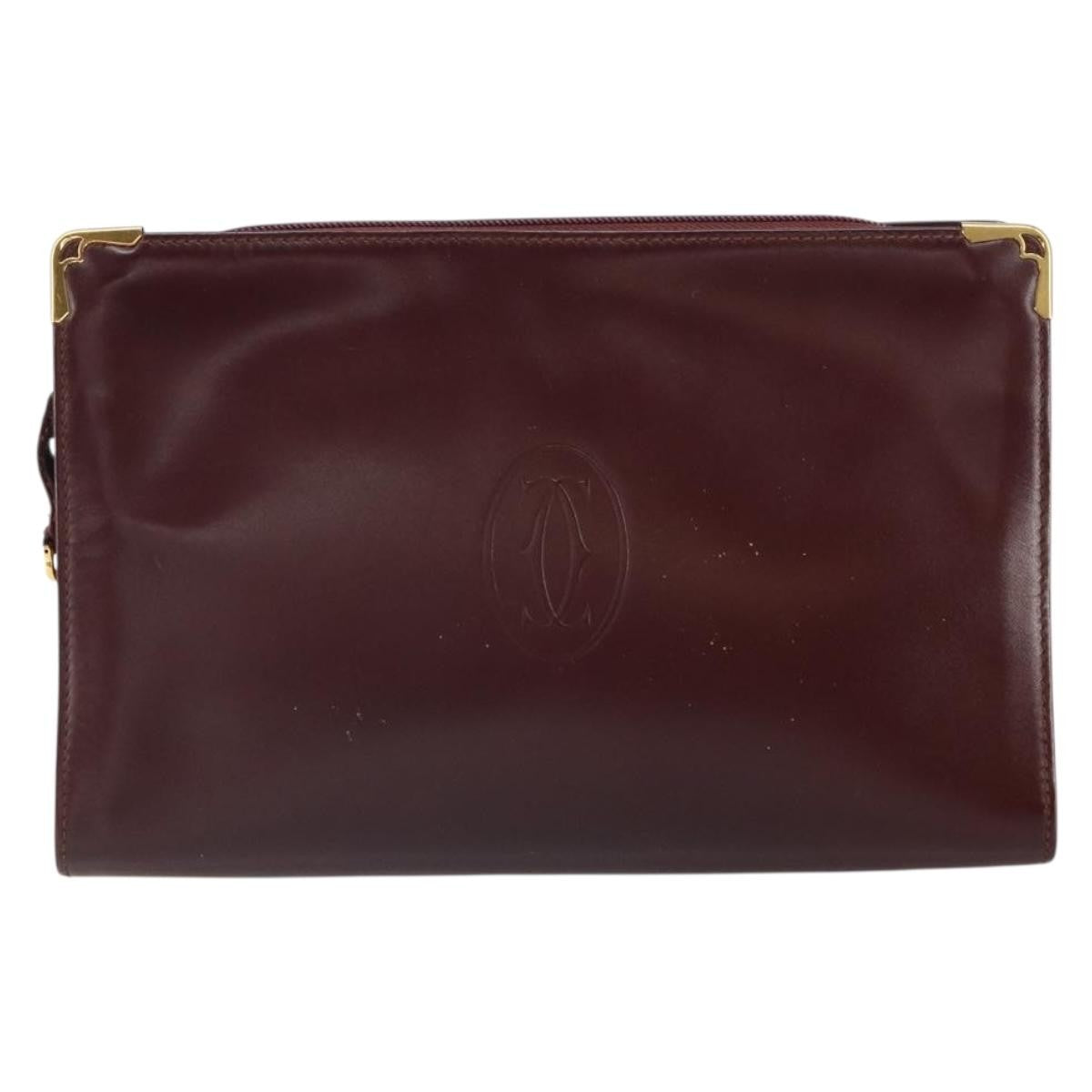 cartier Must de Cartier Clutch bag Leather, BURGUNDY, LEATHER, Clutche & pouche