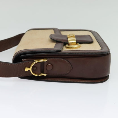 Celine Horse Carriage Shoulder bag Canvas and Leather, BEIGE, CANVAS, Shoulder bag