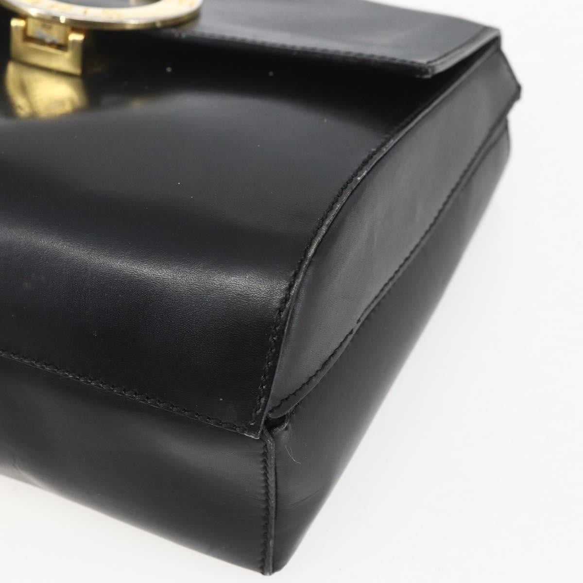 Celine Vintage Circle Logo Crossbody Bag Leather, BLACK, LEATHER, Shoulder bag