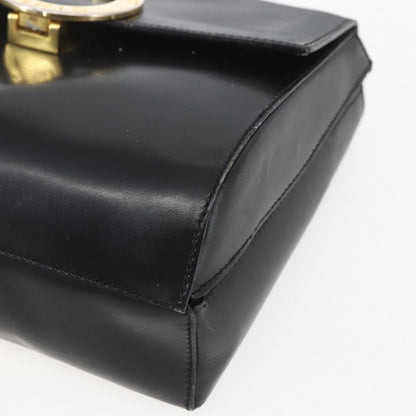 Celine Vintage Circle Logo Crossbody Bag Leather, BLACK, LEATHER, Shoulder bag