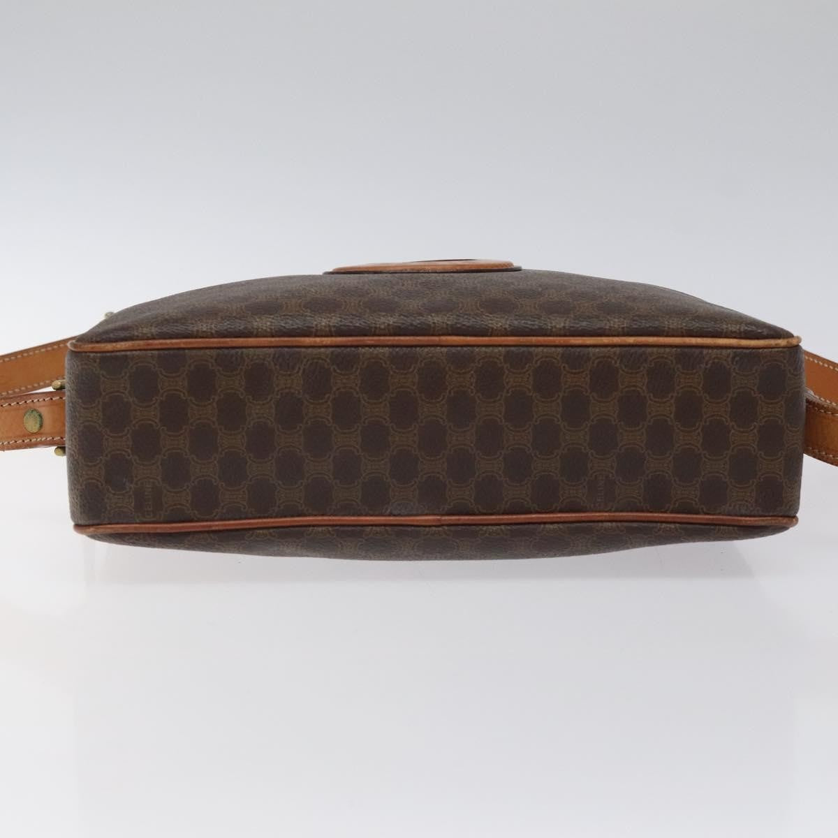 Celine Vintage Macadam Shoulder Bag Canvas and Leather, Brown, Canvas, Shoulder Bag